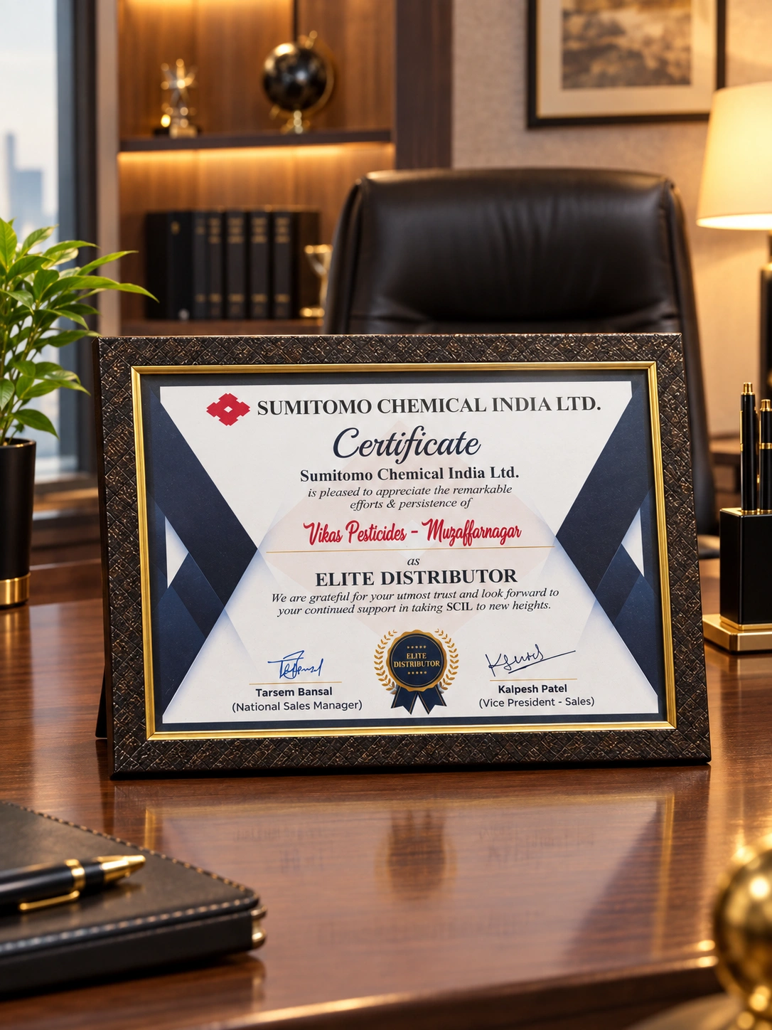 Sumitomo Chemical India Elite Distributor certificate